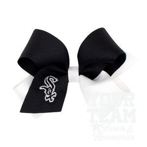 Medium Chicago White Sox Two-Tone Embroidered Hair Bow