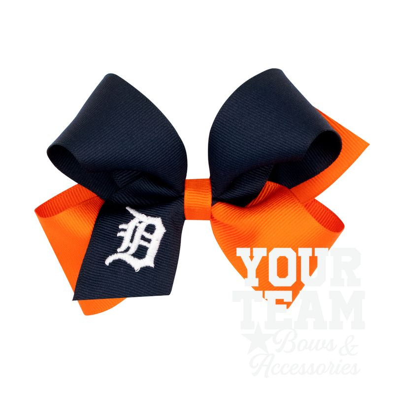 Medium Detroit Tigers Two-Tone Embroidered Hair Bow
