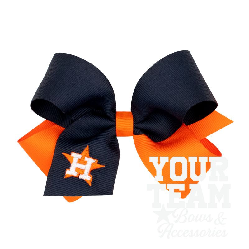 Medium Houston Astros Two-Tone Embroidered Hair Bow