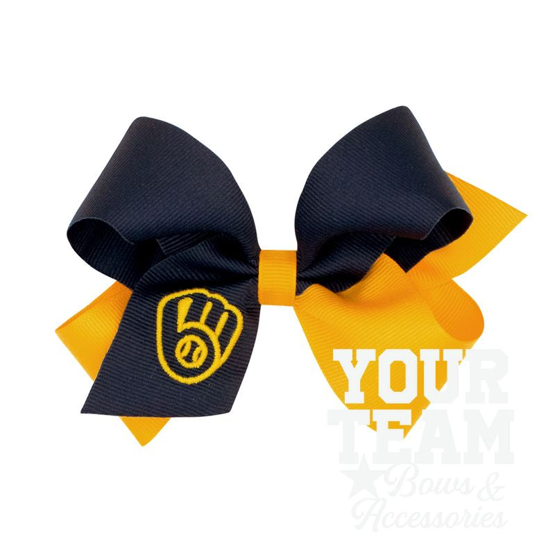 Medium Milwaukee Brewers Two-Tone Embroidered Hair Bow