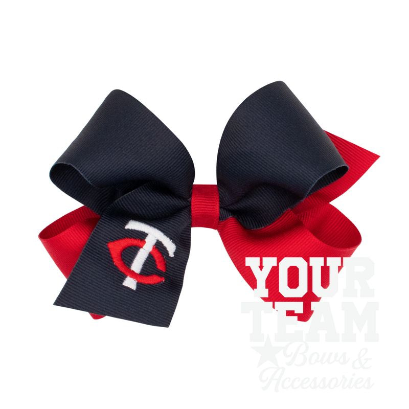 Medium Minnesota Twins Two-Tone Embroidered Hair Bow