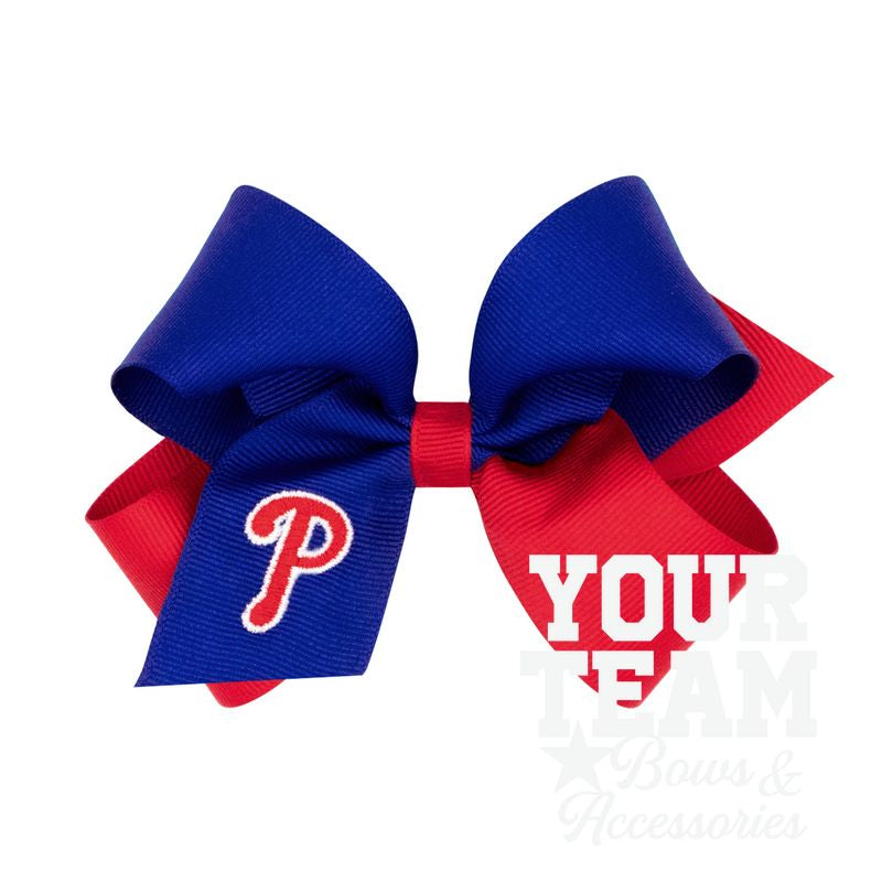 Medium Philadelphia Phillies Two-Tone Embroidered Hair Bow