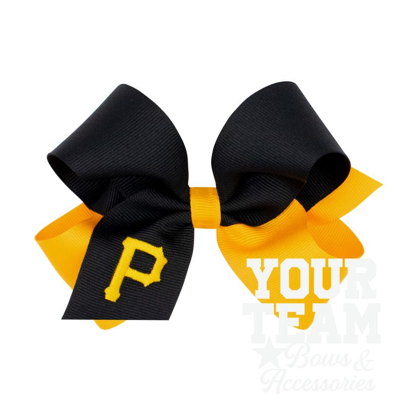 Medium Pittsburgh Pirates Two-Tone Embroidered Hair Bow
