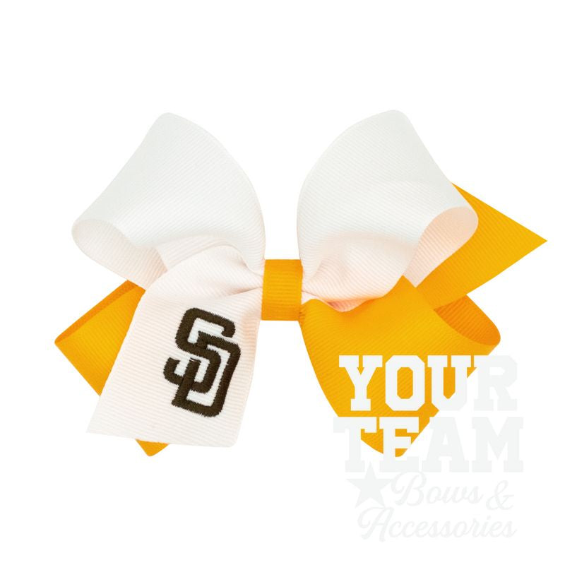 Medium San Diego Padres Two-Tone Embroidered Hair Bow