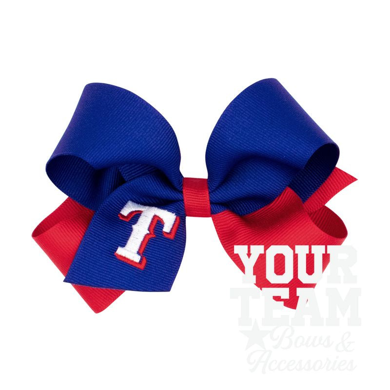 Medium Texas Rangers Two-Tone Embroidered Hair Bow