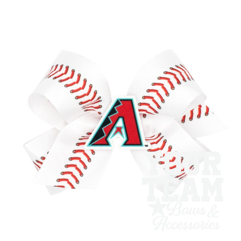 Medium Arizona Diamondbacks Baseball Stitch Print Hair Bow with Badge