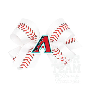 Medium Arizona Diamondbacks Baseball Stitch Print Hair Bow with Badge