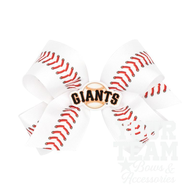 Medium San Francisco Giants Baseball Stitch Print Hair Bow with Badge
