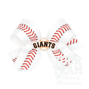 Medium San Francisco Giants Baseball Stitch Print Hair Bow with Badge