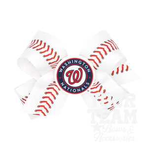 Medium Washington Nationals Baseball Stitch Print Hair Bow with Badge