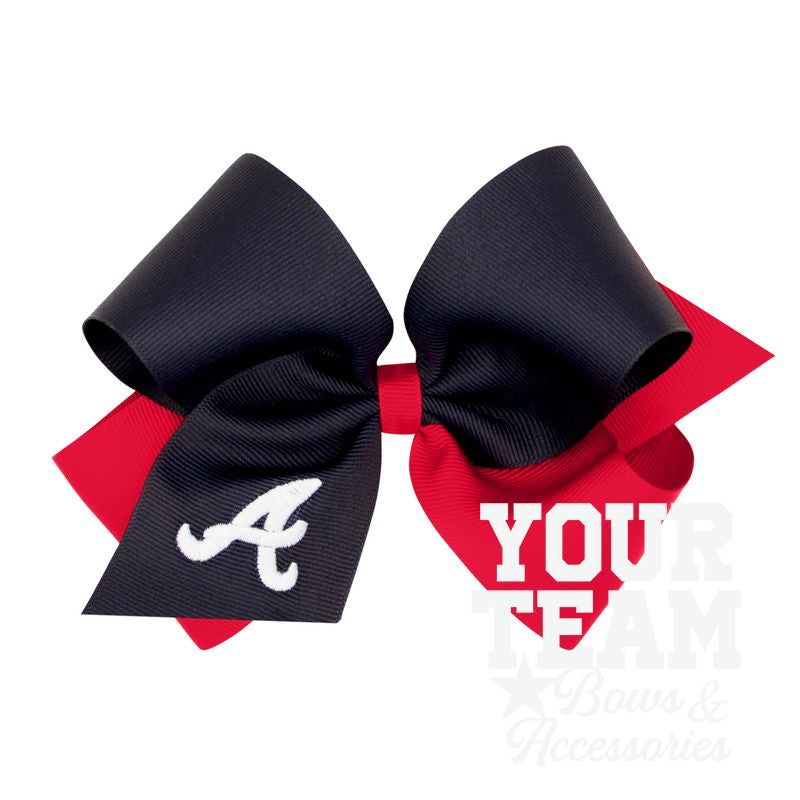 King Atlanta Braves Two-Tone Embroidered Hair Bow