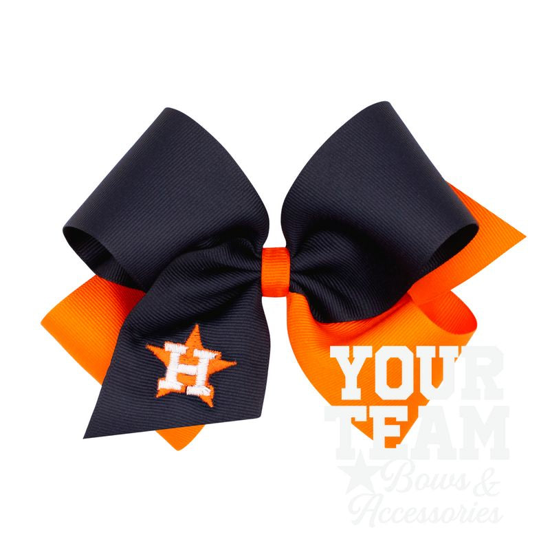 King Houston Astros Two-Tone Embroidered Hair Bow