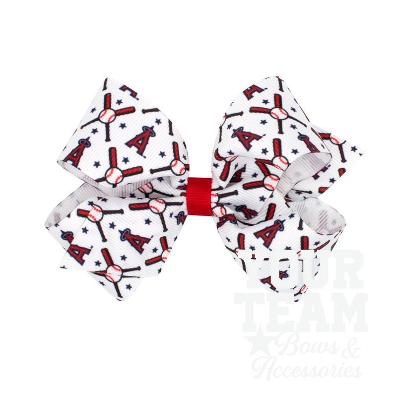 Medium Los Angeles Angels Logo Print Grosgrain Hair Bow