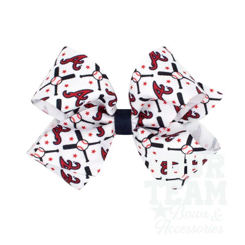 Medium Atlanta Braves Logo Print Grosgrain Hair Bow