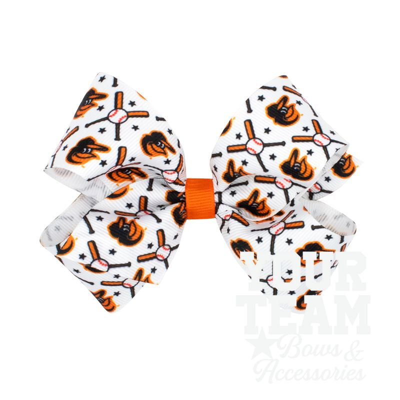Medium Baltimore Orioles Logo Print Grosgrain Hair Bow