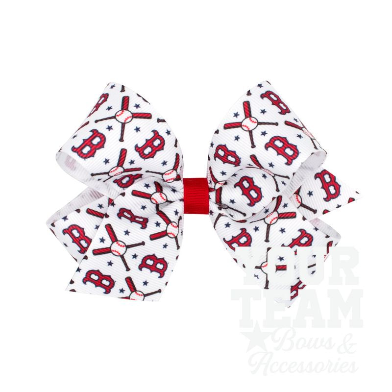 Medium Boston Red Sox Logo Print Grosgrain Hair Bow