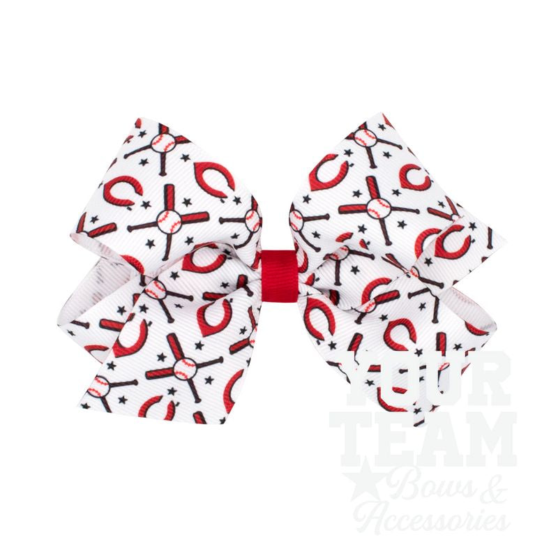 Medium Cincinnati Reds Logo Print Grosgrain Hair Bow