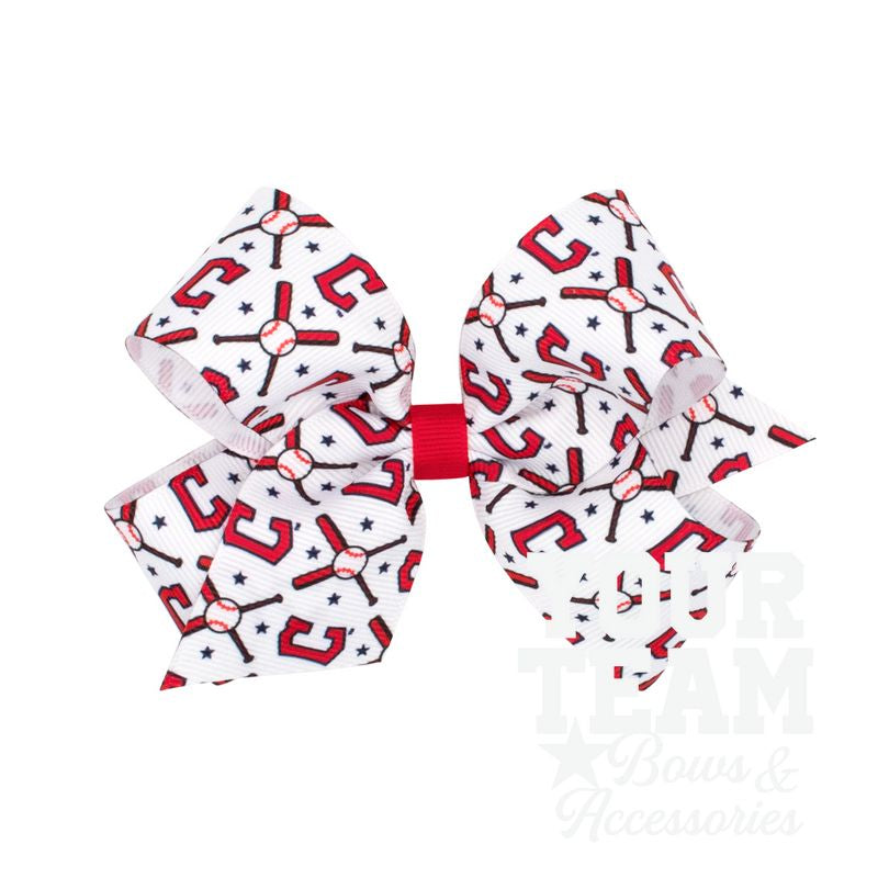 Medium Cleveland Guardians Logo Print Grosgrain Hair Bow