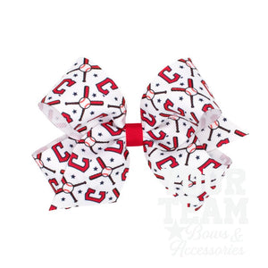 Medium Cleveland Guardians Logo Print Grosgrain Hair Bow