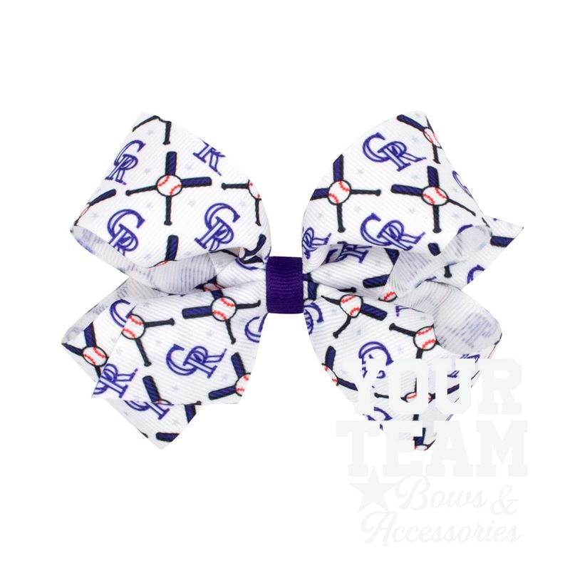 Medium Colorado Rockies Logo Print Grosgrain Hair Bow