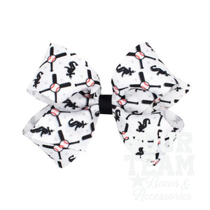 Medium Chicago White Sox Logo Print Grosgrain Hair Bow