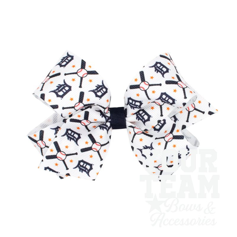 Medium Detroit Tigers Logo Print Grosgrain Hair Bow