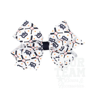 Medium Detroit Tigers Logo Print Grosgrain Hair Bow