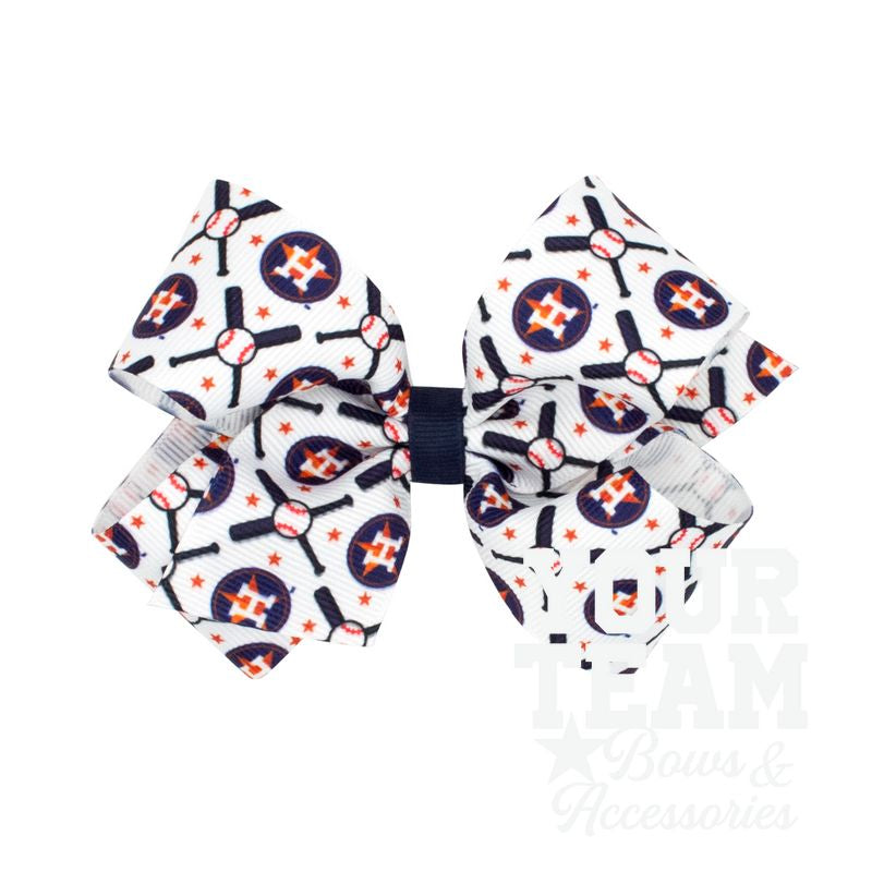 Medium Houston Astros Logo Print Grosgrain Hair Bow
