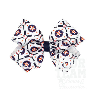 Medium Houston Astros Logo Print Grosgrain Hair Bow