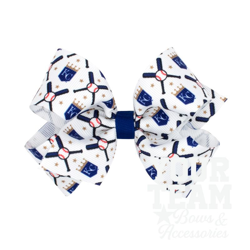 Medium Kansas City Royals Logo Print Grosgrain Hair Bow