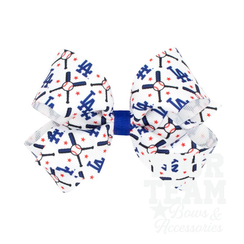 Medium Los Angeles Dodgers Logo Print Grosgrain Hair Bow