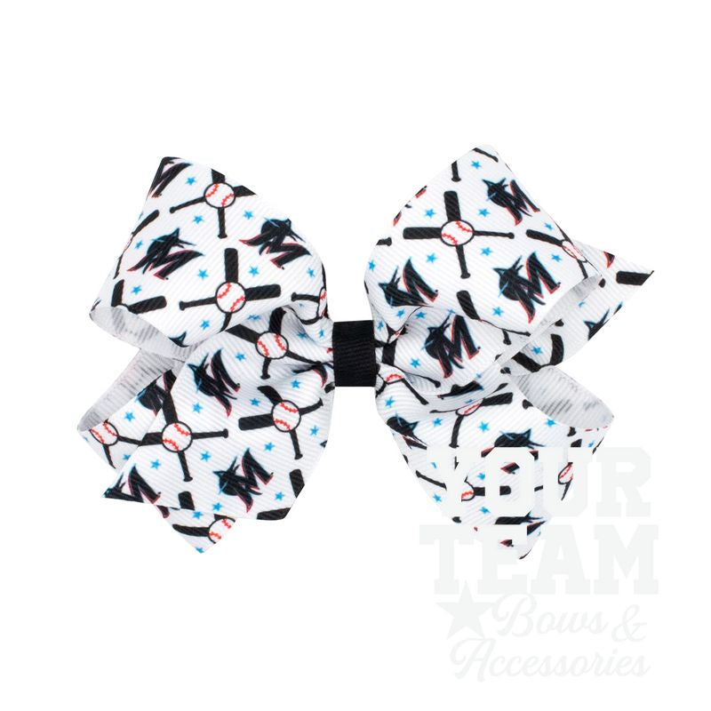Medium Miami Marlins Logo Print Grosgrain Hair Bow