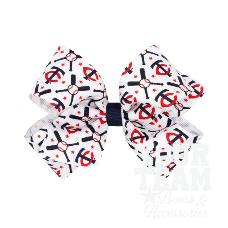 Medium Minnesota Twins Logo Print Grosgrain Hair Bow