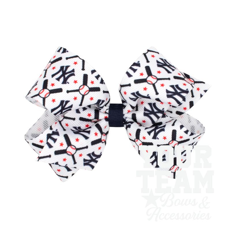 Medium New York Yankees Logo Print Grosgrain Hair Bow
