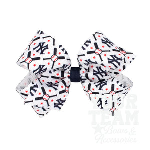 Medium New York Yankees Logo Print Grosgrain Hair Bow