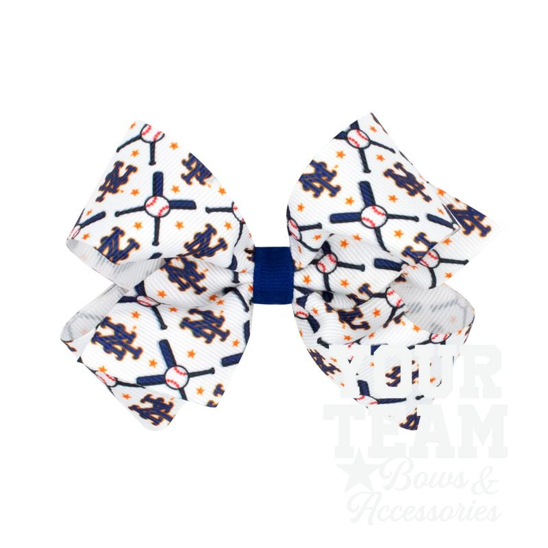 Medium New York Mets Logo Print Grosgrain Hair Bow