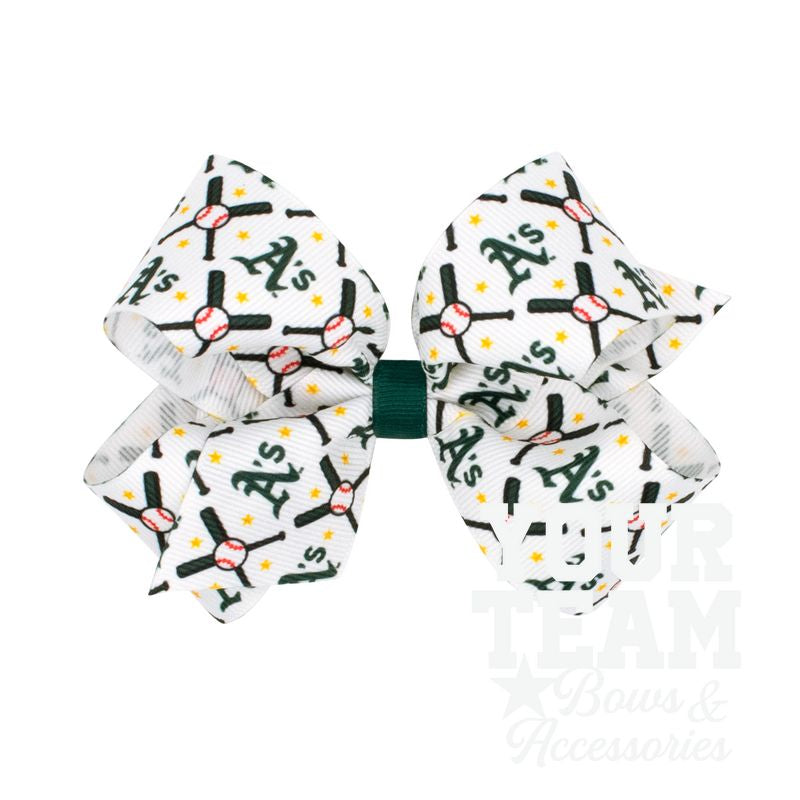 Medium Oakland Athletics Logo Print Grosgrain Hair Bow