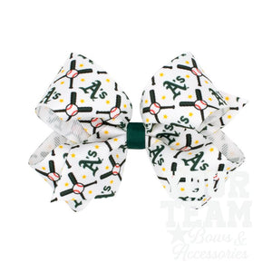 Medium Oakland Athletics Logo Print Grosgrain Hair Bow