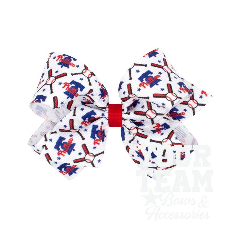 Medium Philadelphia Phillies Logo Print Grosgrain Hair Bow
