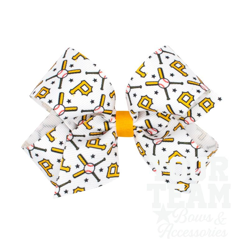 Medium Pittsburgh Pirates Logo Print Grosgrain Hair Bow