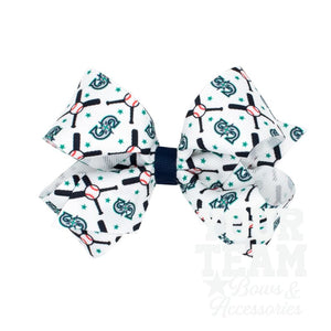 Medium Seattle Mariners Logo Print Grosgrain Hair Bow