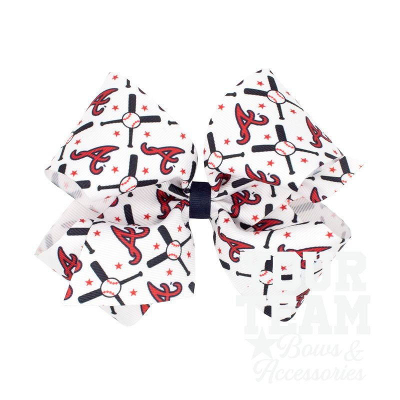 King Atlanta Braves Logo Print Grosgrain Hair Bow