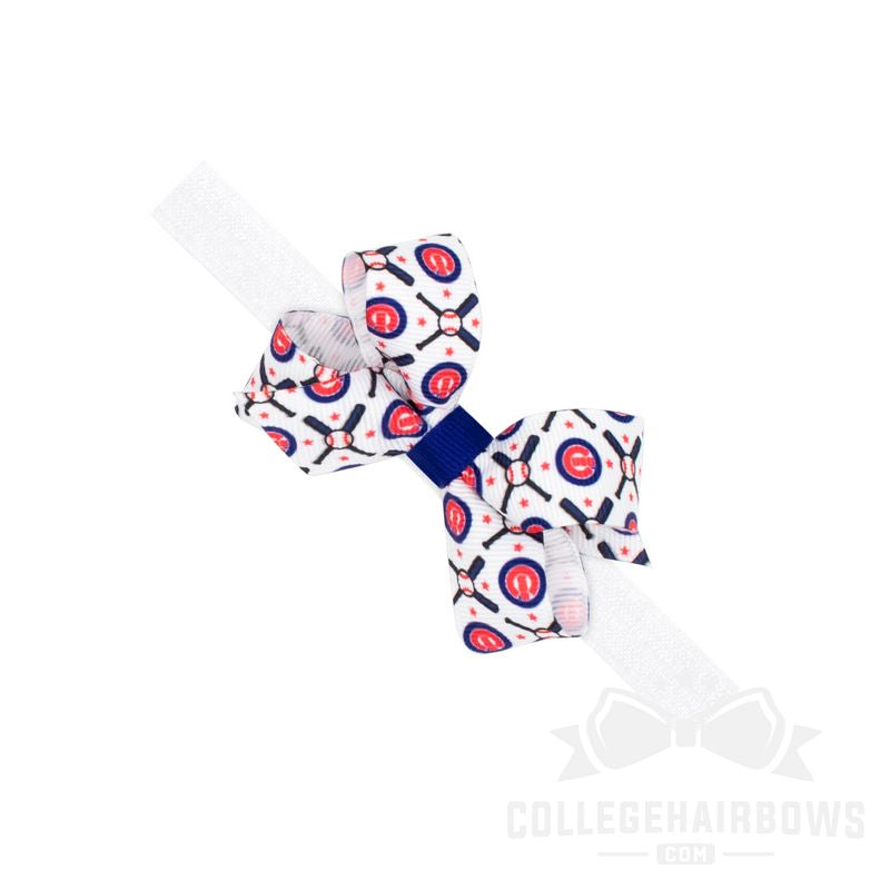 Mini Chicago Cubs Logo Print Bow Baby Band