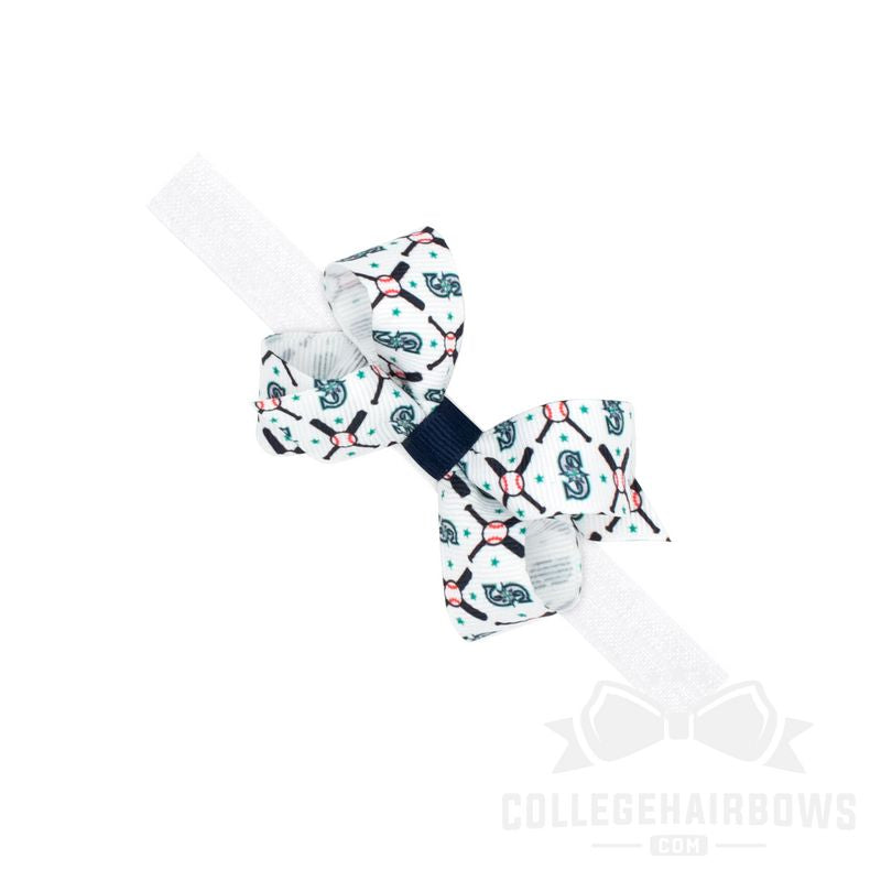 Mini Seattle Mariners Logo Print Bow Baby Band