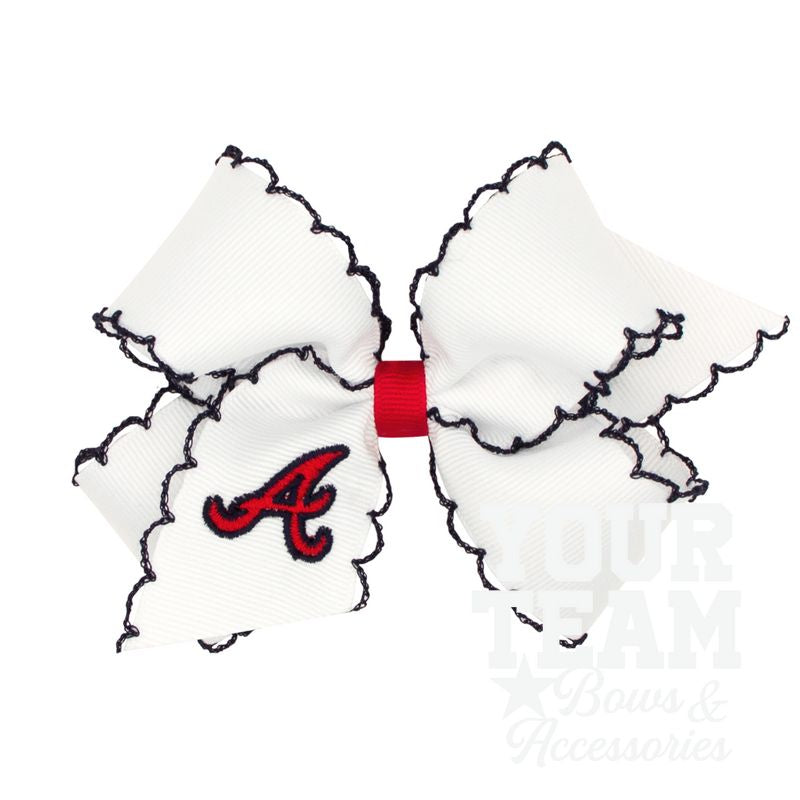 Medium Atlanta Braves Embroidered Moonstitch Hair Bow