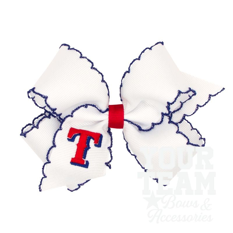 Medium Texas Rangers Embroidered Moonstitch Hair Bow