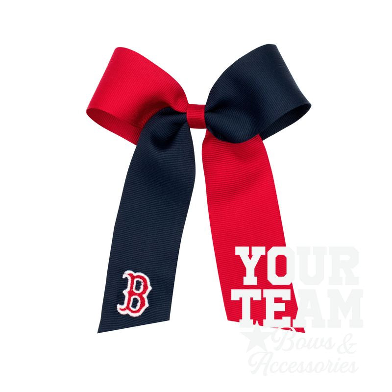 Medium Boston Red Sox Two-Tone Embroidered Cheer Bow