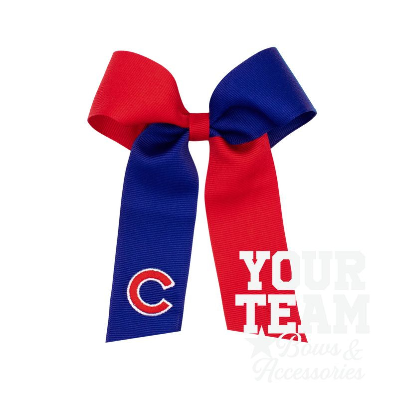 Medium Chicago Cubs Two-Tone Embroidered Cheer Bow