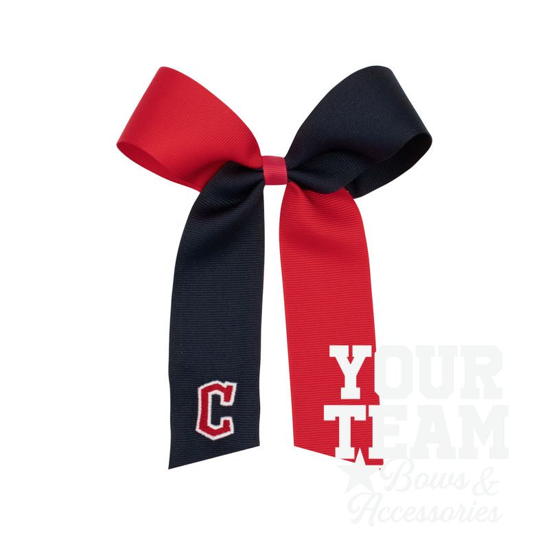 Medium Cleveland Guardians Two-Tone Embroidered Cheer Bow