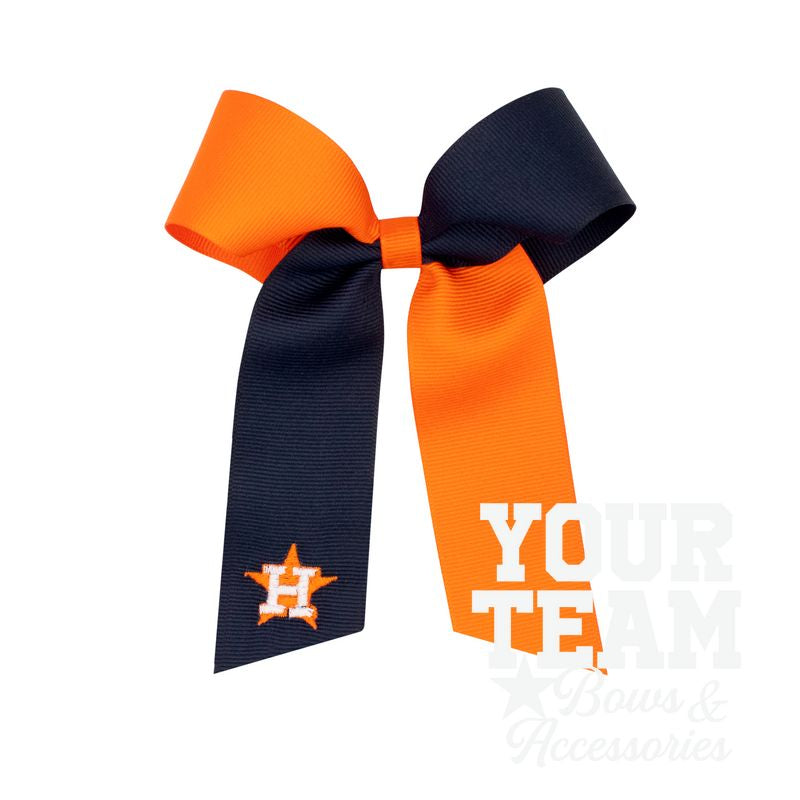 Medium Houston Astros Two-Tone Embroidered Cheer Bow